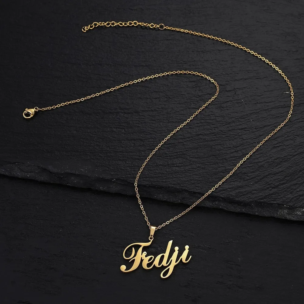 Personalized Name Necklace in Italics font For Women Men Gold Silver Chain Lovers