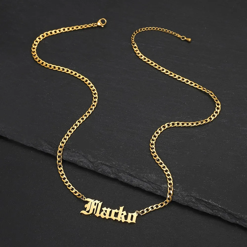Personalized Name Necklace in Italics font For Women Men Gold Silver Chain Lovers