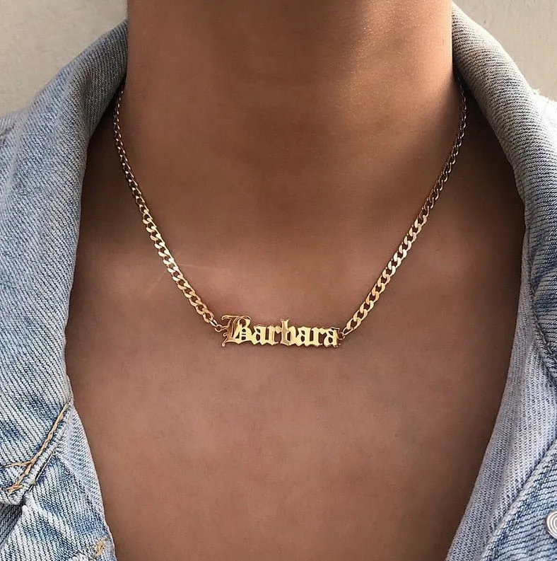 Personalized Name Necklace in Italics font For Women Men Gold Silver Chain Lovers
