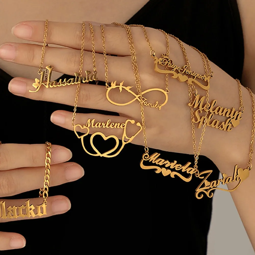 Personalized Name Necklace in Italics font For Women Men Gold Silver Chain Lovers