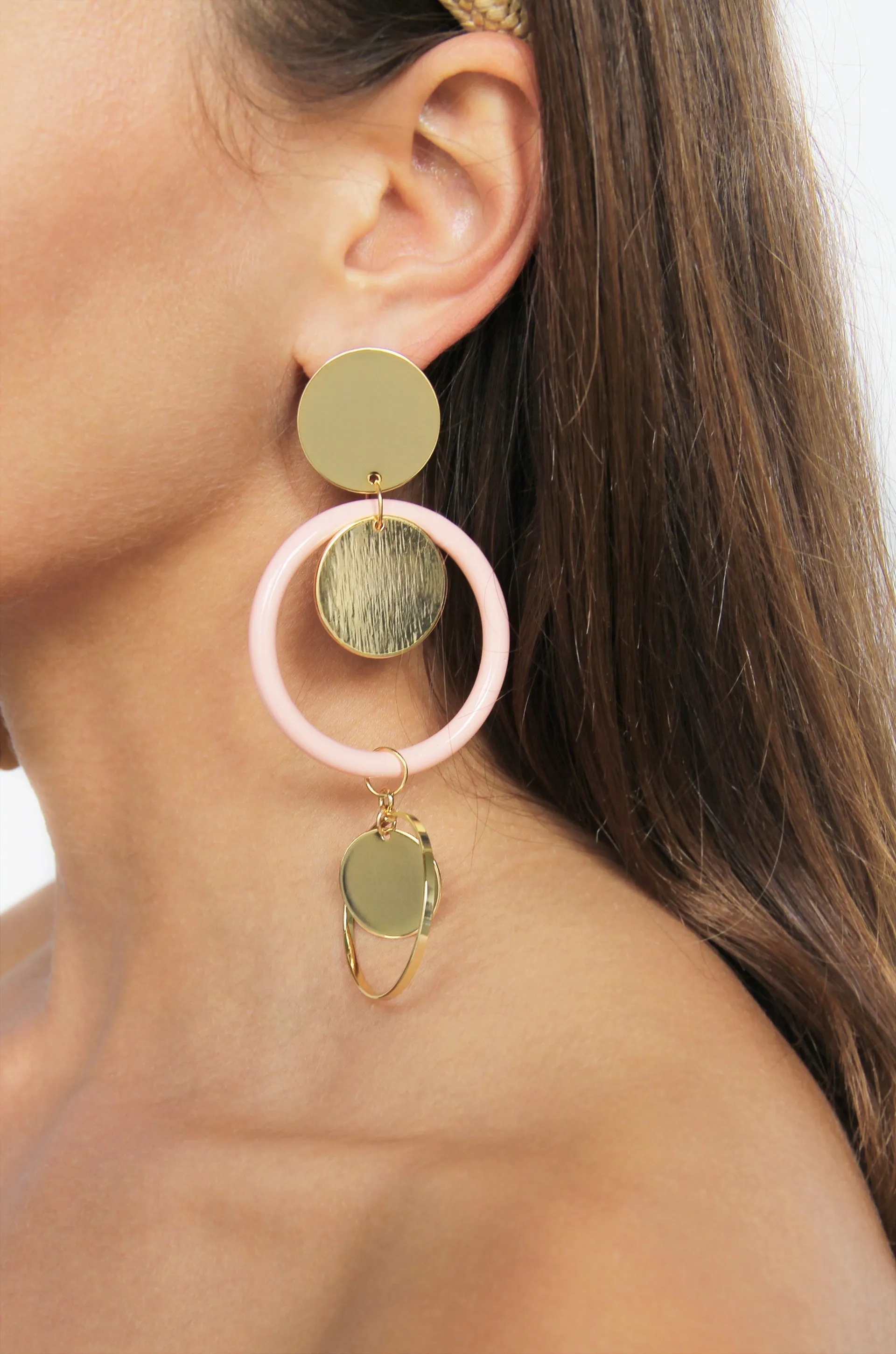Petunia Light Pink Circular Earrings
