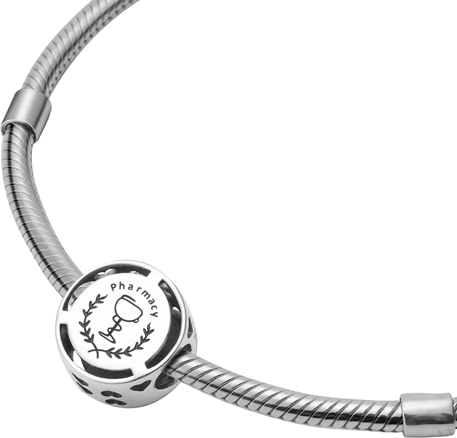 Pharmacy Pharmacist Silver Bead Charm