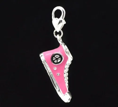 Pink Converse Shoe Clip on Charm Pendant for European Charm Jewelry w/ Lobster Clasp