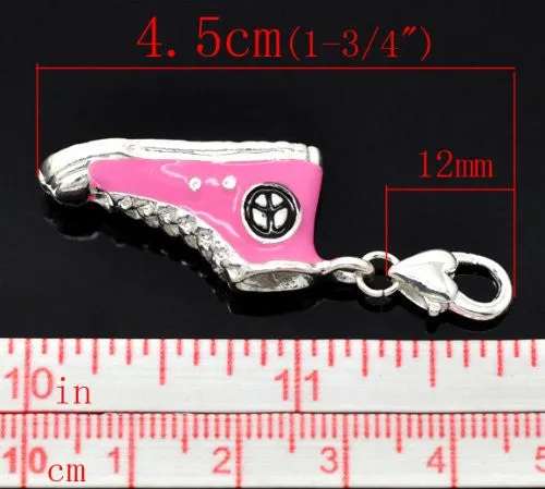 Pink Converse Shoe Clip on Charm Pendant for European Charm Jewelry w/ Lobster Clasp