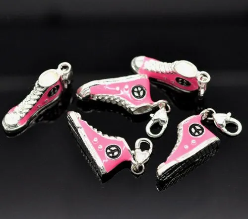 Pink Converse Shoe Clip on Charm Pendant for European Charm Jewelry w/ Lobster Clasp