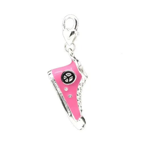 Pink Converse Shoe Clip on Charm Pendant for European Charm Jewelry w/ Lobster Clasp