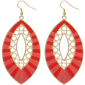 Pink Red Two Tone Circular Cutout Earrings