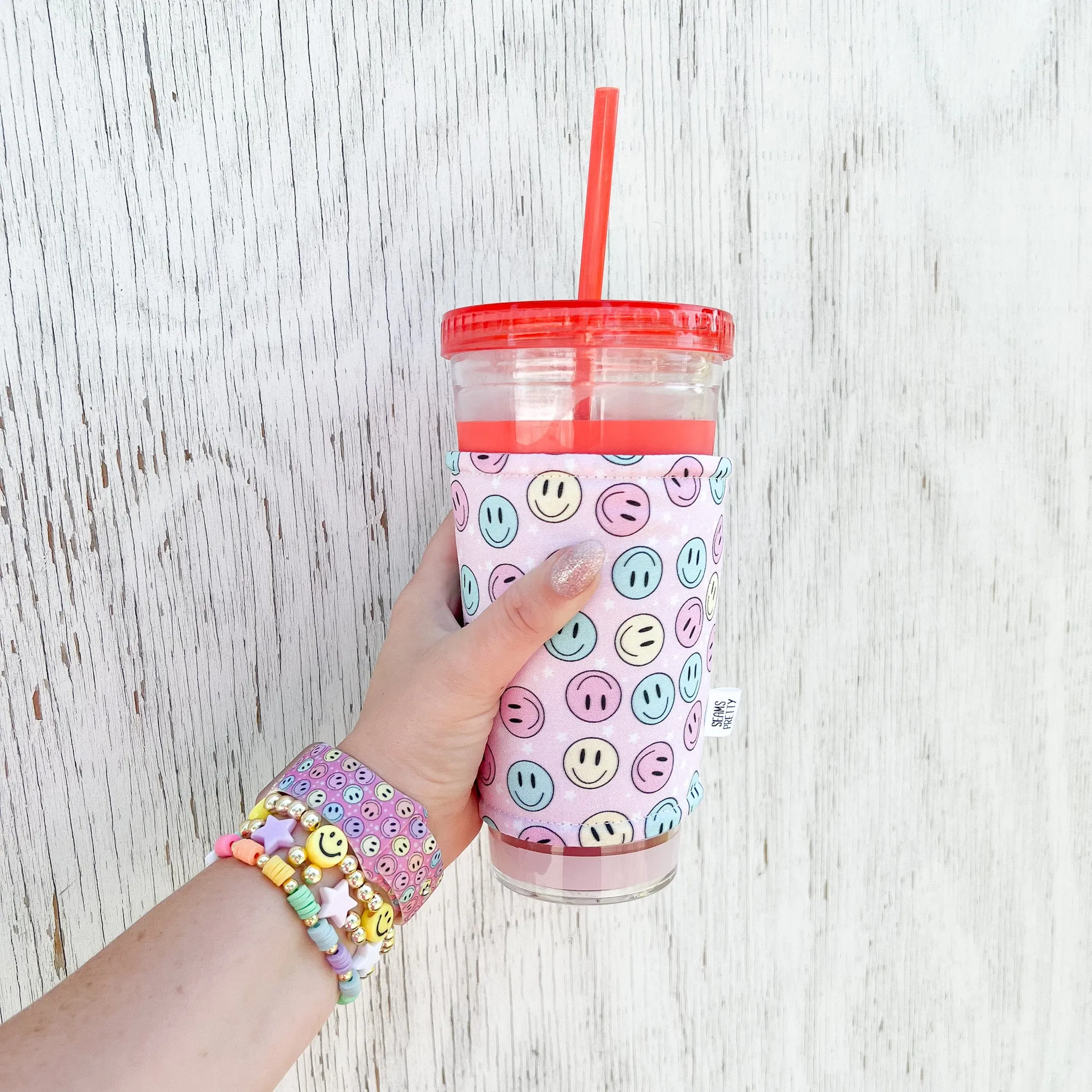 Pink Smileys Watch Band