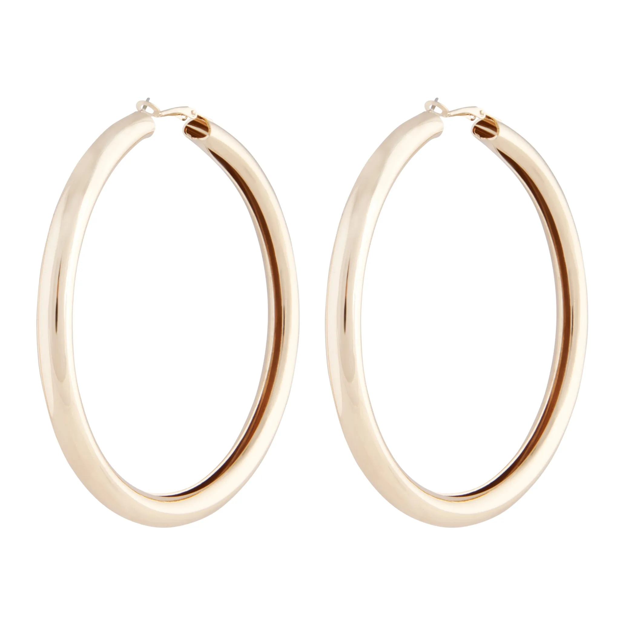 Polished Gold Oversized Tube Hoop Earrings