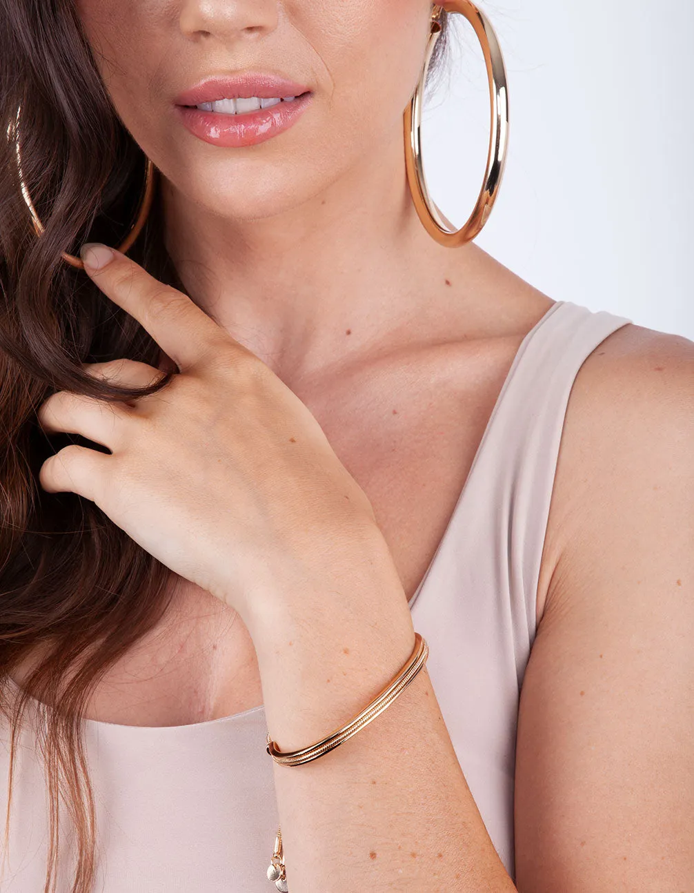 Polished Gold Oversized Tube Hoop Earrings