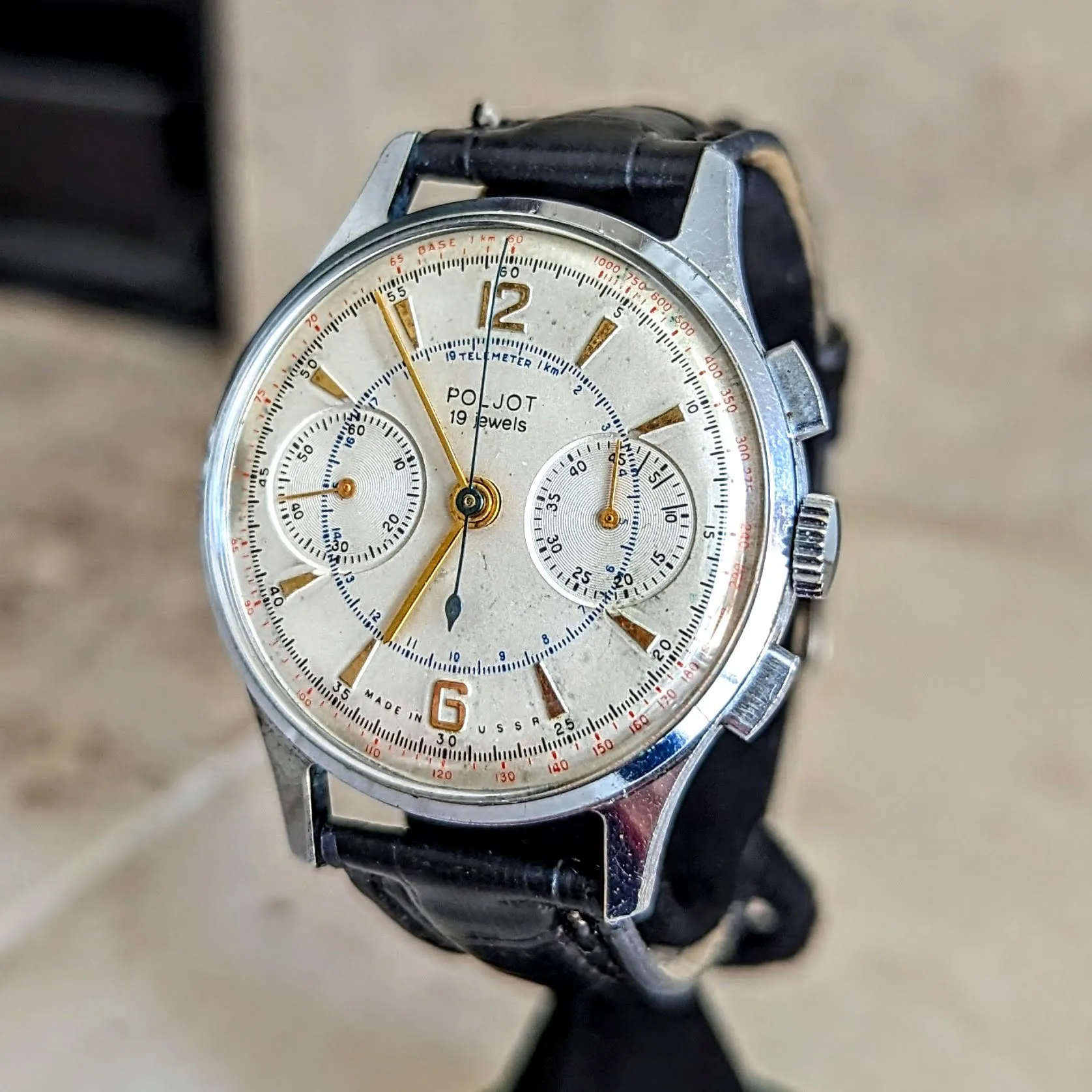 POLJOT Chronograph Wristwatch 19 Jewels Made in U.S.S.R. Vintage Watch
