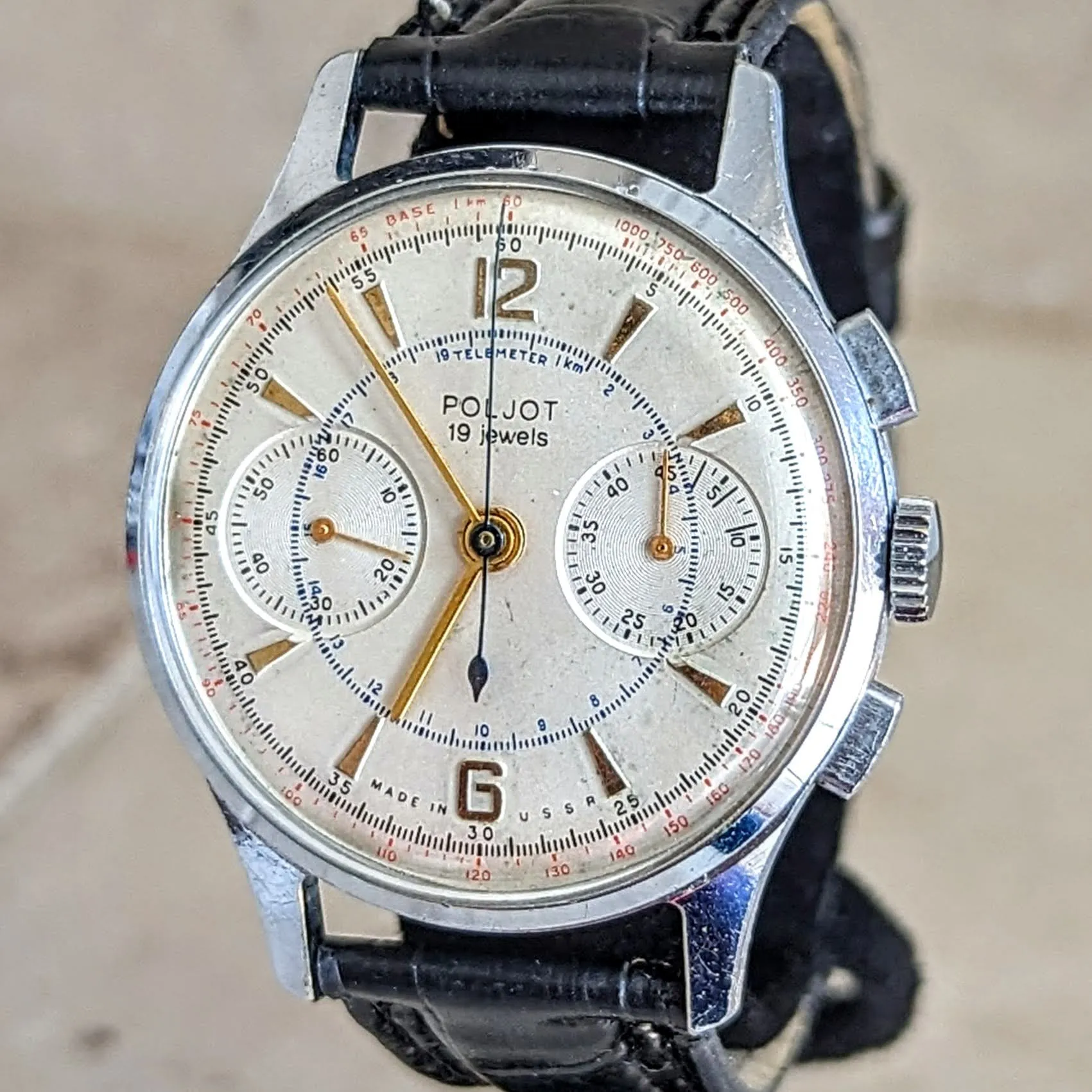 POLJOT Chronograph Wristwatch 19 Jewels Made in U.S.S.R. Vintage Watch