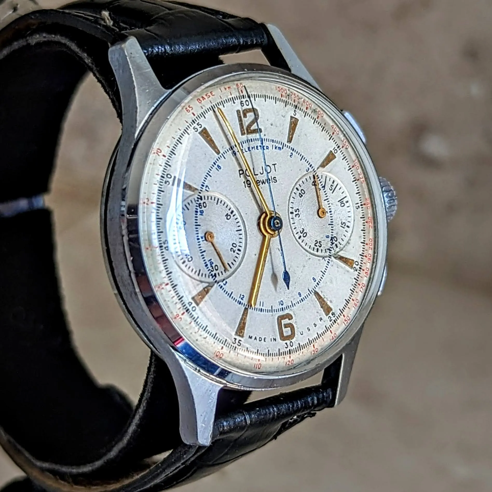 POLJOT Chronograph Wristwatch 19 Jewels Made in U.S.S.R. Vintage Watch