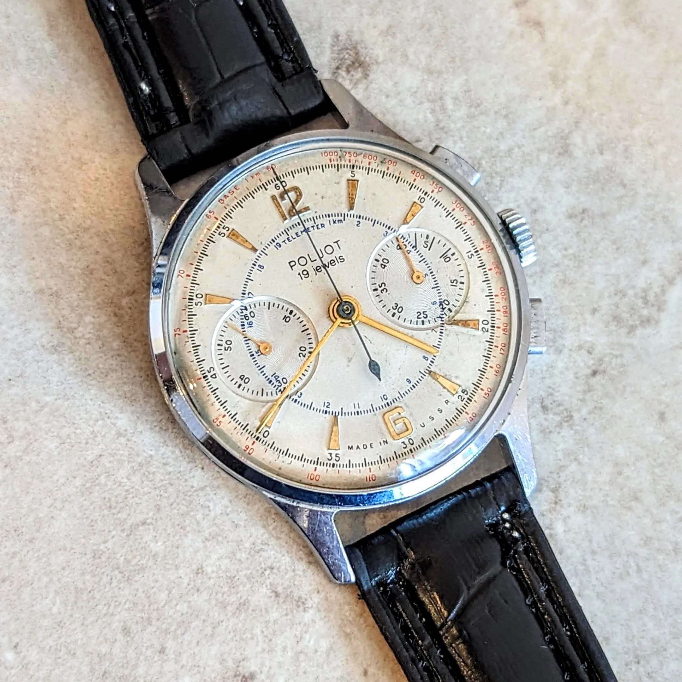 POLJOT Chronograph Wristwatch 19 Jewels Made in U.S.S.R. Vintage Watch