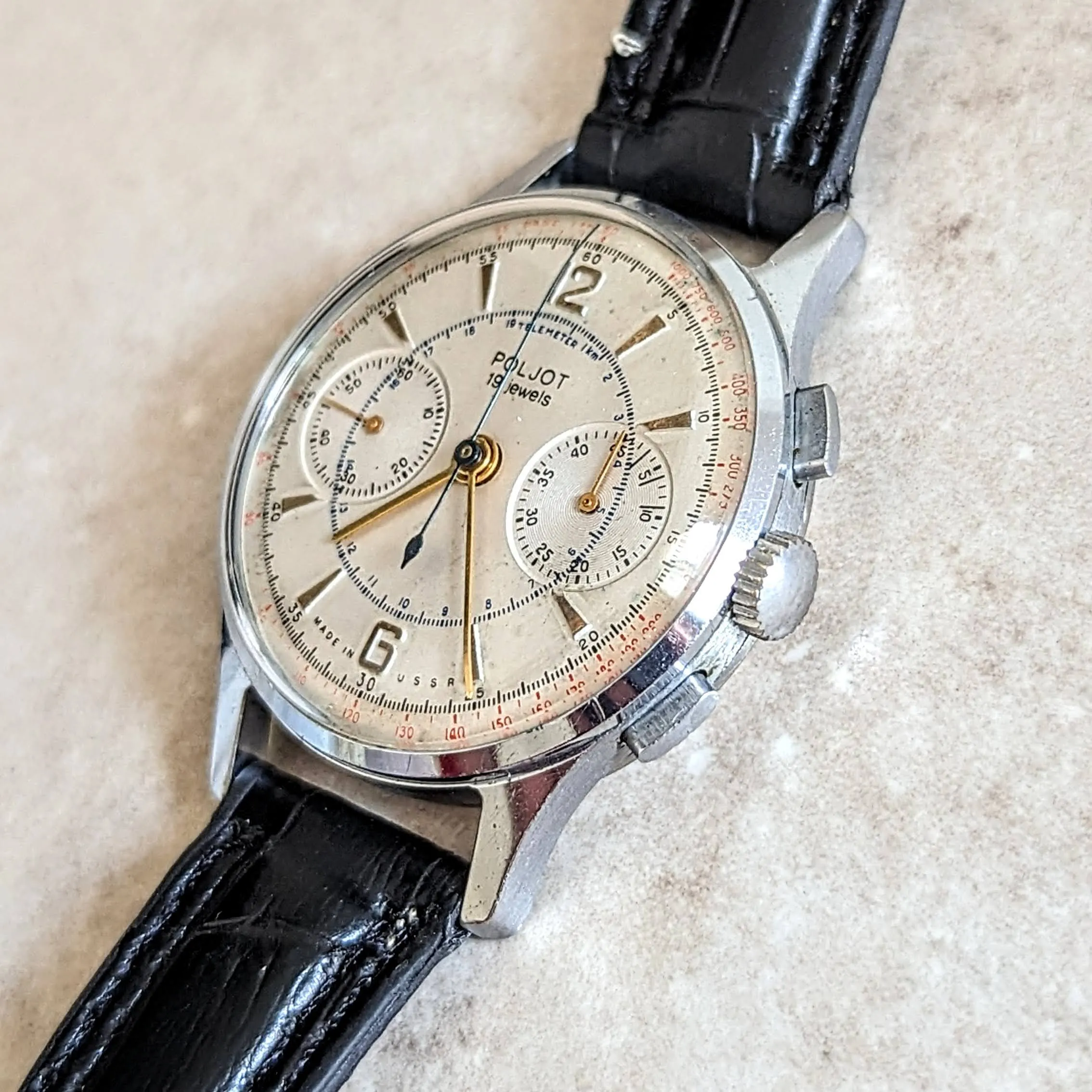 POLJOT Chronograph Wristwatch 19 Jewels Made in U.S.S.R. Vintage Watch