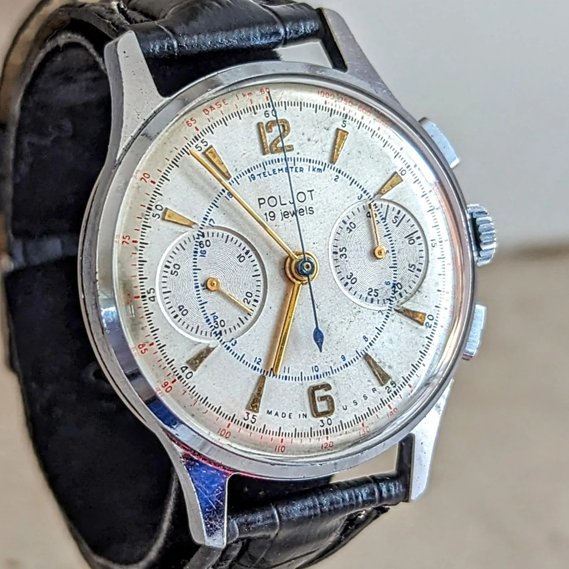 POLJOT Chronograph Wristwatch 19 Jewels Made in U.S.S.R. Vintage Watch