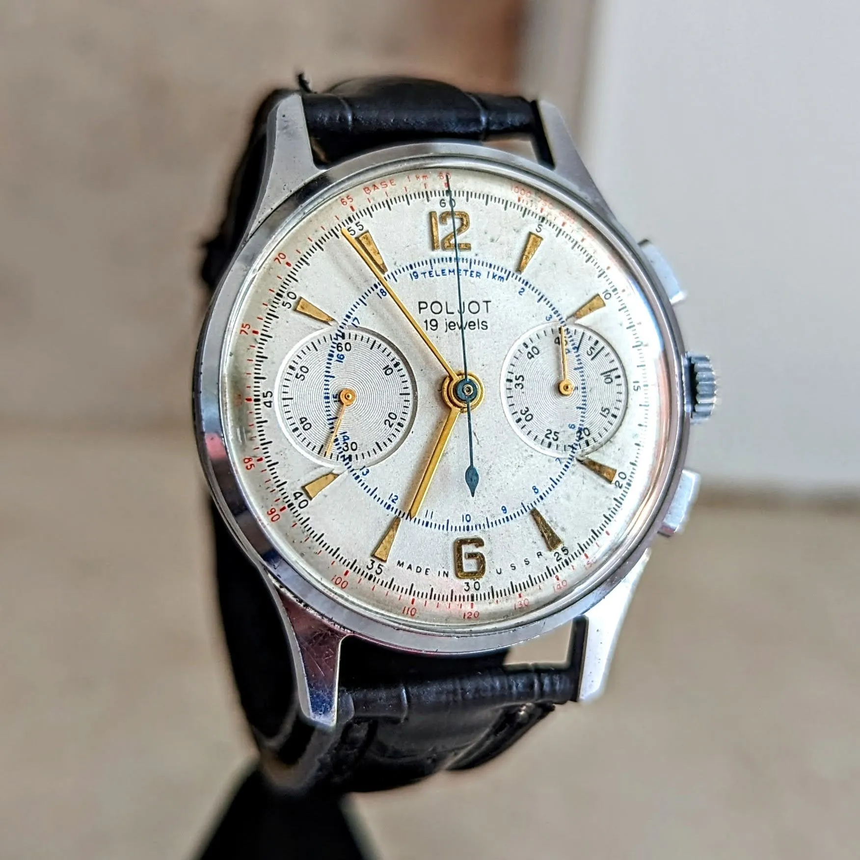 POLJOT Chronograph Wristwatch 19 Jewels Made in U.S.S.R. Vintage Watch