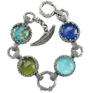 Pop Rocks Silver Flower Bezel Station Bracelet