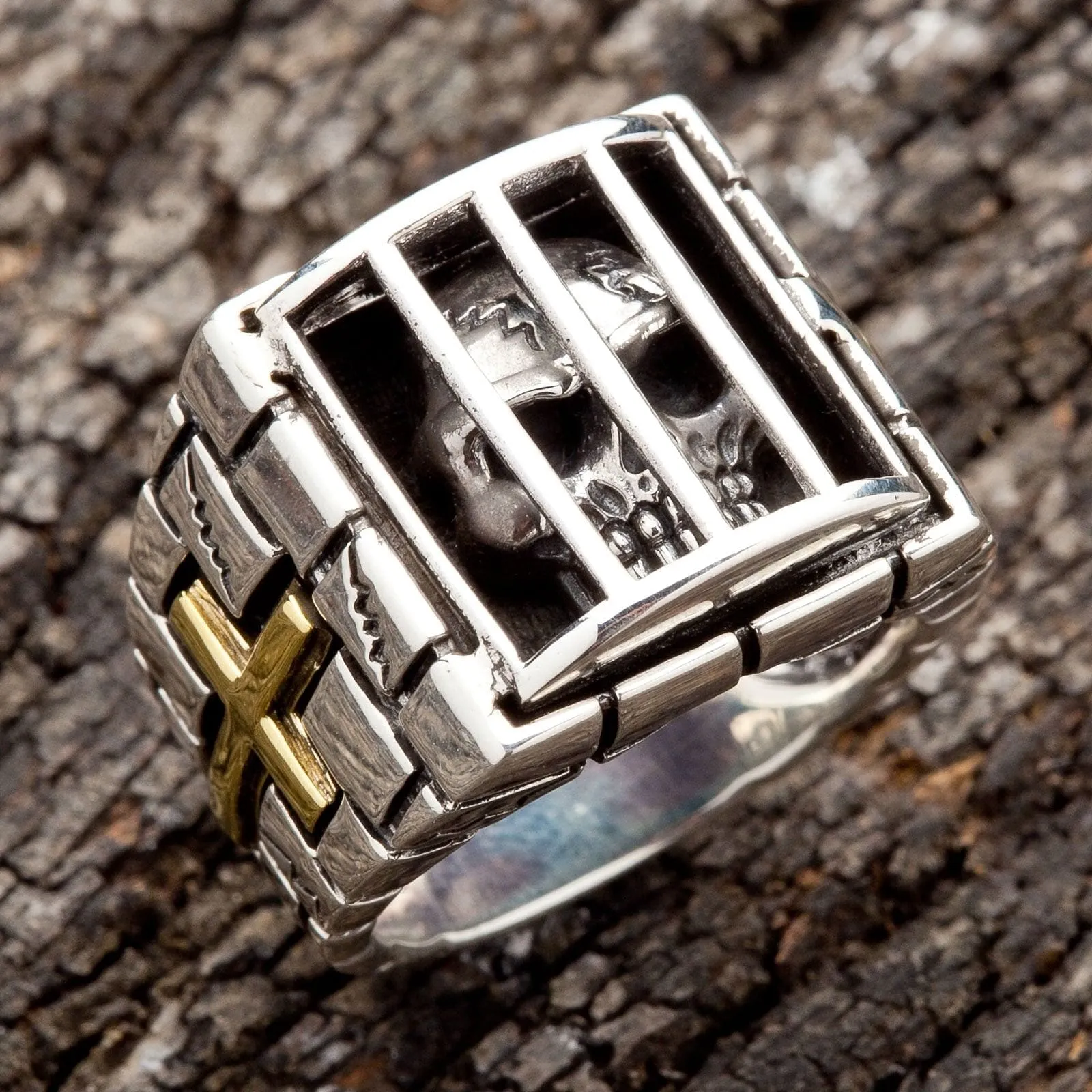 Prisoner Skull Sterling Silver Ring