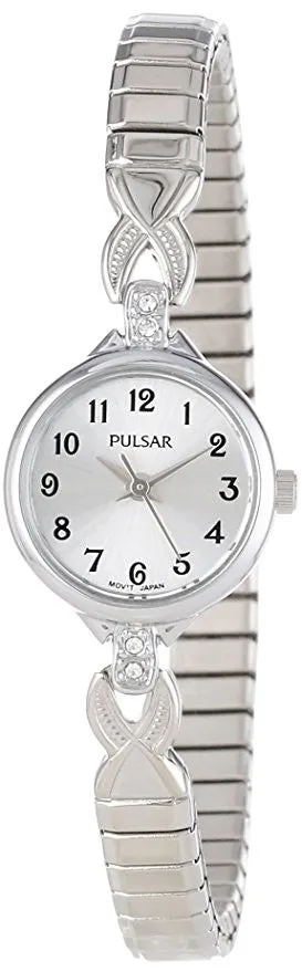 Pulsar Women's PPH549 Expansion Crystal Accented Silver-Tone Stainless Steel Watch