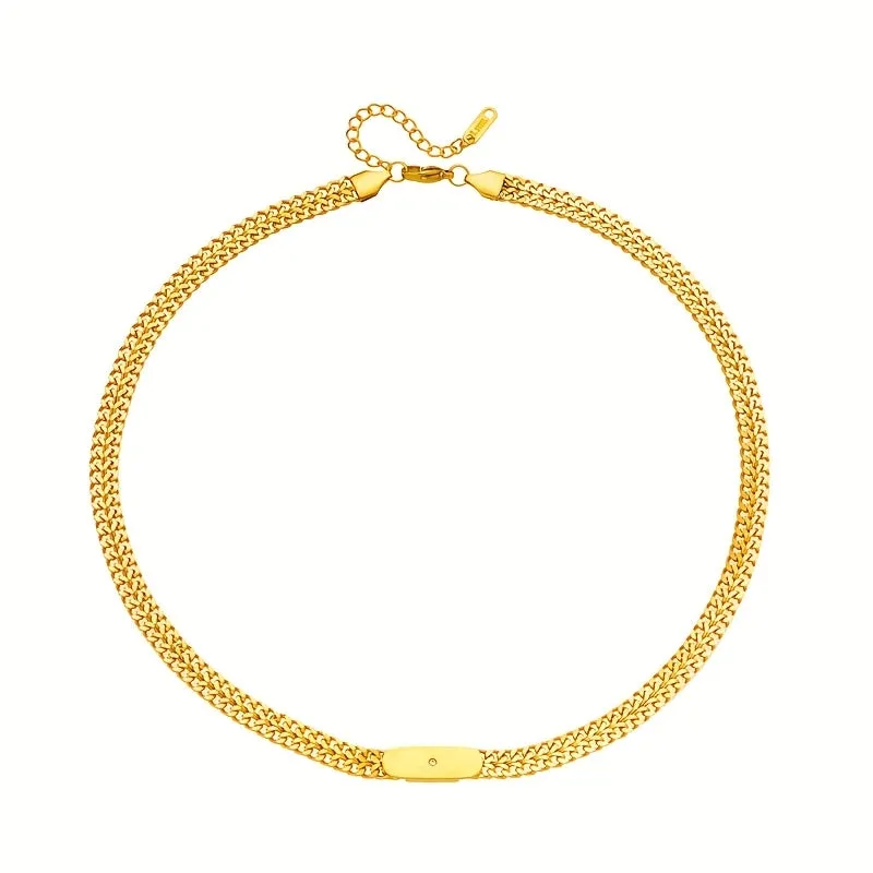 Punk Stainless Steel Golden Thick Chain Necklace