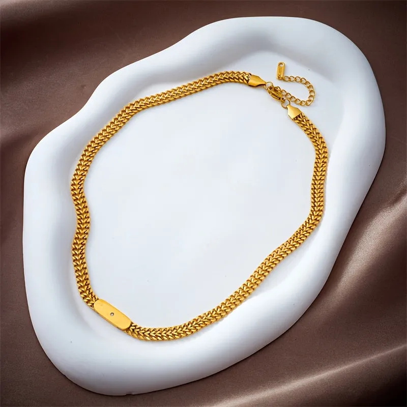 Punk Stainless Steel Golden Thick Chain Necklace