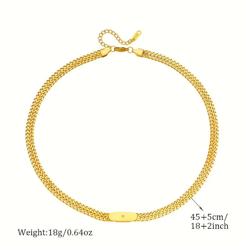 Punk Stainless Steel Golden Thick Chain Necklace