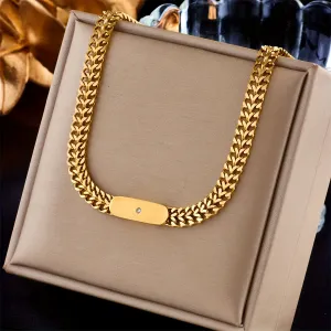Punk Stainless Steel Golden Thick Chain Necklace