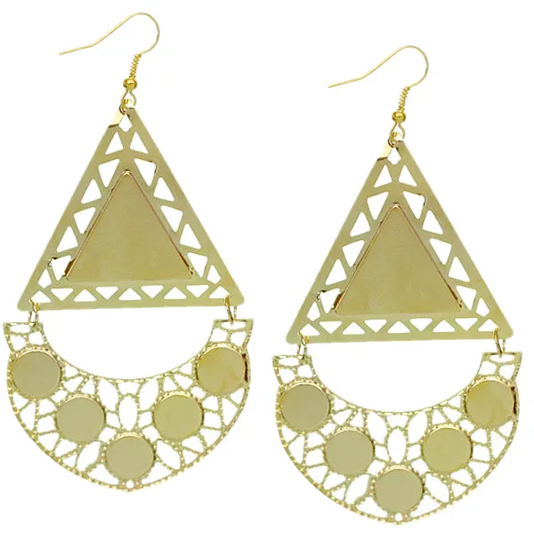 Purple Green Triangular Dangle Earrings