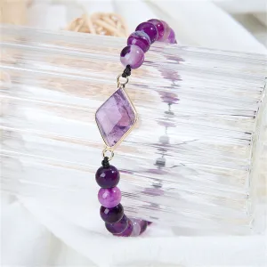 Purple Quartz & 18K Gold-Plated Rhombus Adjustable Charm Bracelet