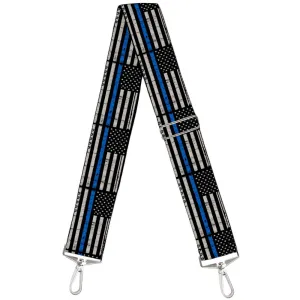 Purse Strap - Thin Blue Line Flag Weathered Black/Gray/Blue