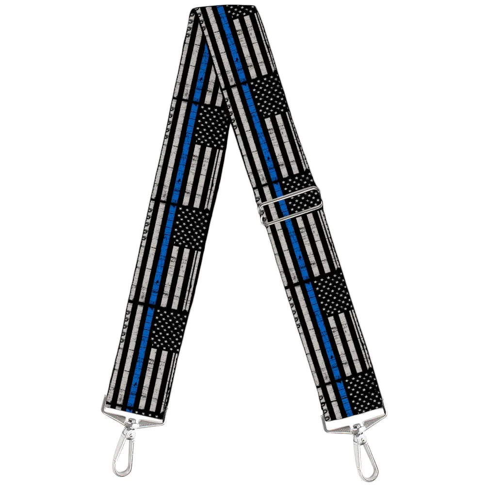Purse Strap - Thin Blue Line Flag Weathered Black/Gray/Blue
