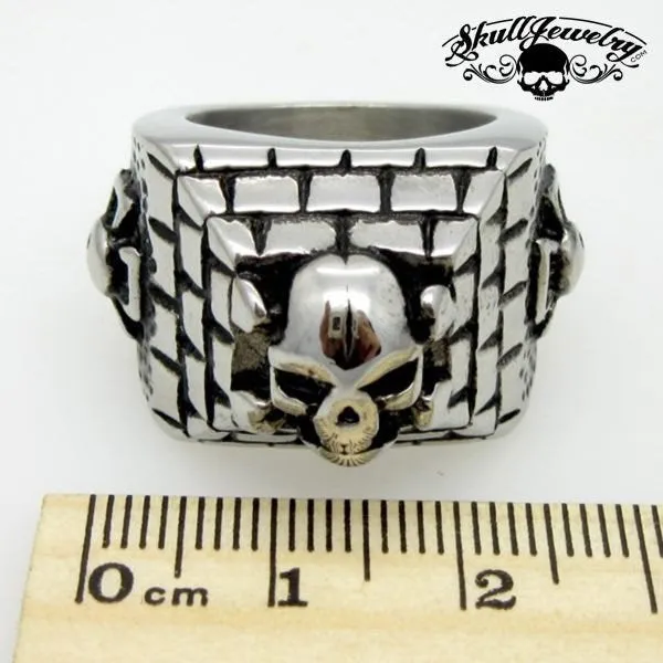 'Pyramid of Skulls' Stainless Steel Skull Ring (#256)