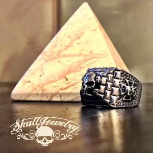 'Pyramid of Skulls' Stainless Steel Skull Ring (#256)