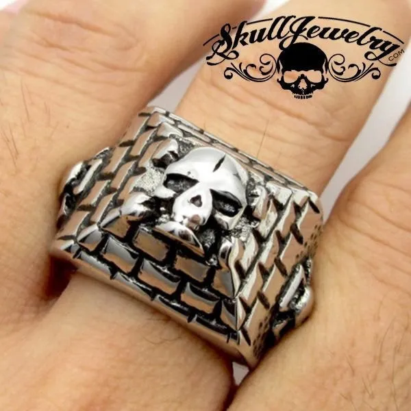 'Pyramid of Skulls' Stainless Steel Skull Ring (#256)