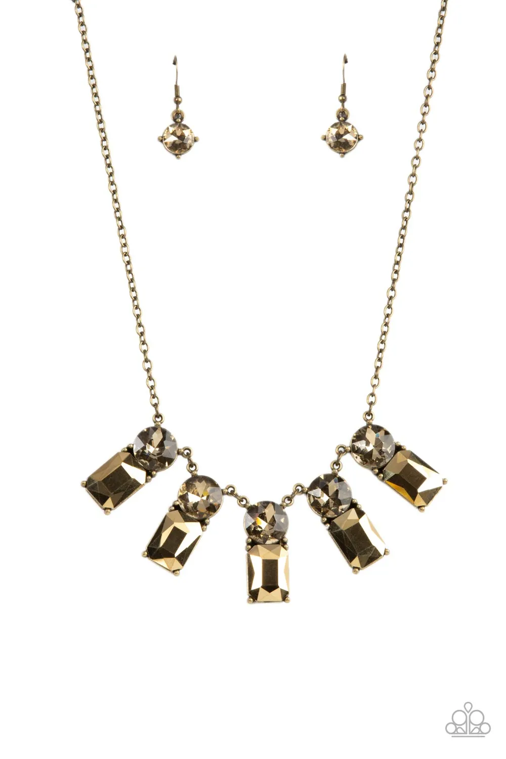 "Celestial Royal" Brass Metal & Golden Topaz/ Aurum Rhinestone Necklace Set