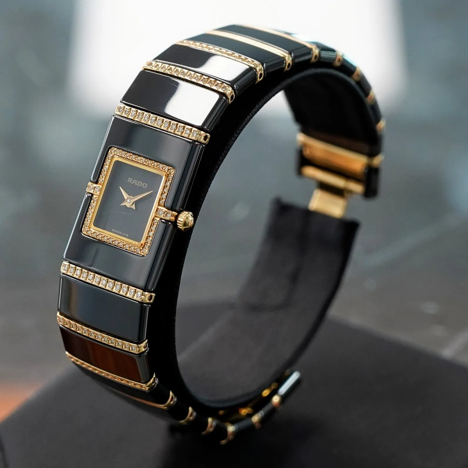 RADO Diastar Diaqueen Watch 18K Gold & Diamond Ceramic 963.0410.3 Wristwatch Swiss