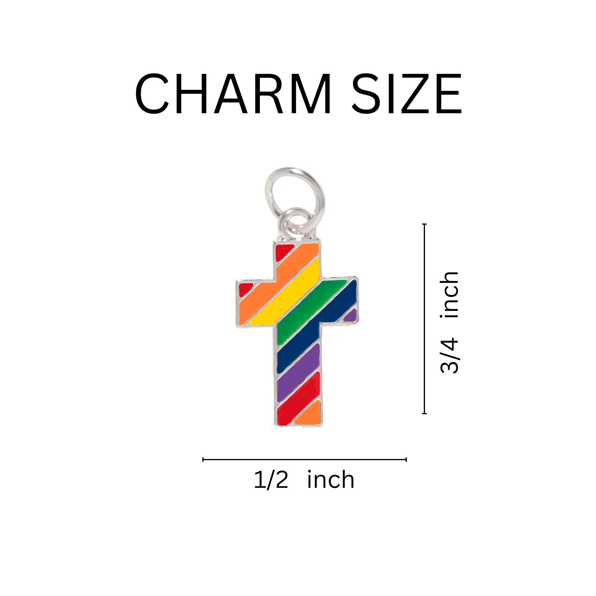 Rainbow Striped Cross Horsehoe Key Chains