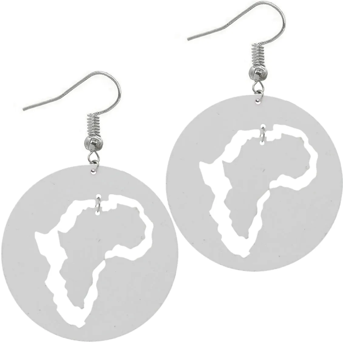 Rasta Africa Map Round Wooden Earrings