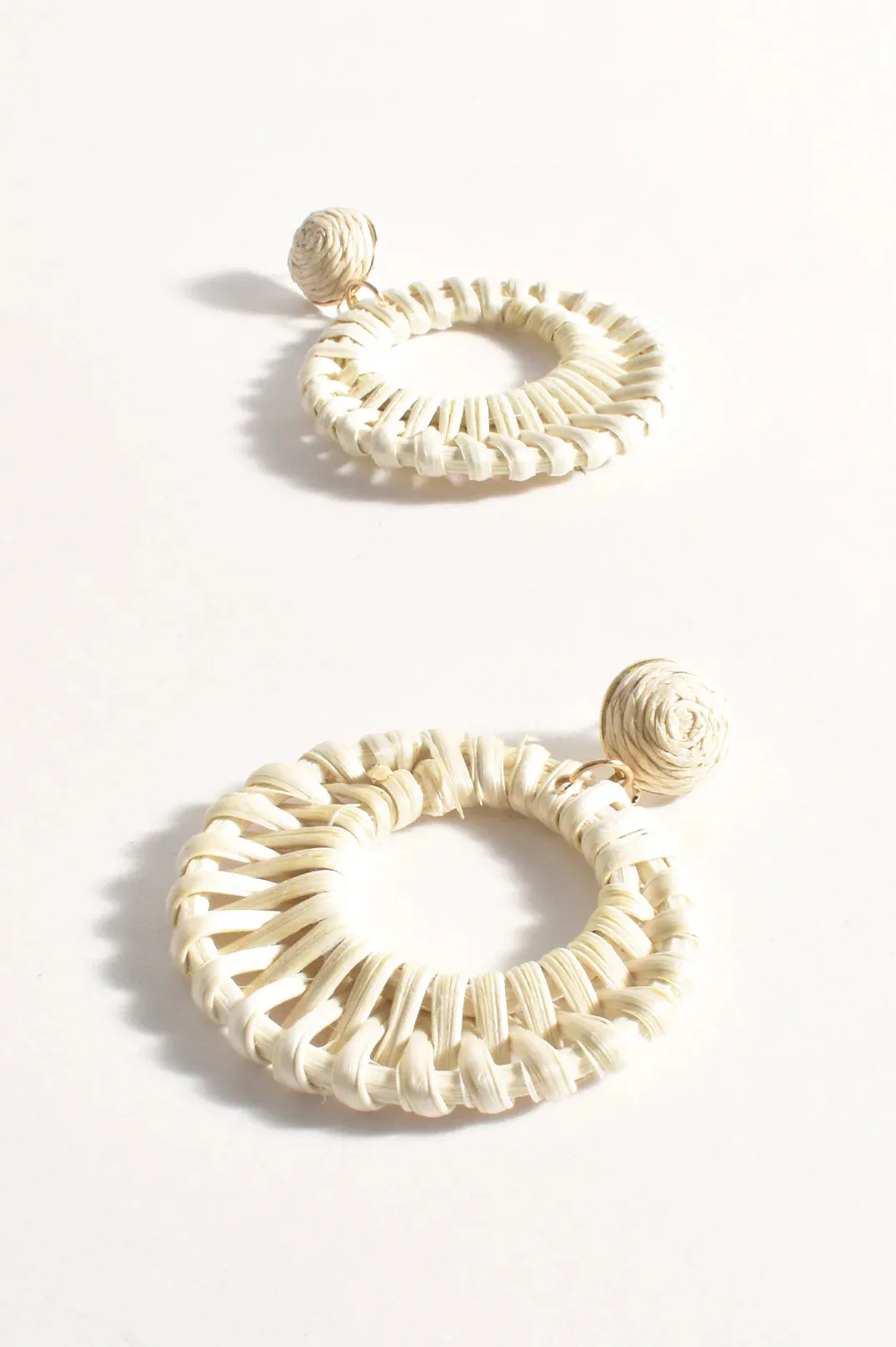 Rattan Summer Earrings Cream
