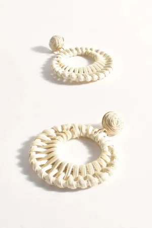 Rattan Summer Earrings Cream