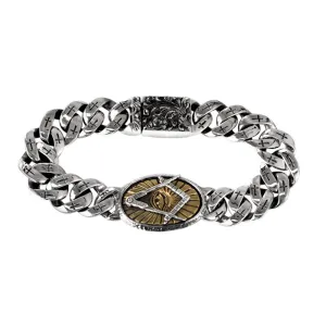 Real Solid 925 Sterling Silver Bracelets Cuban Link Eye Cross Punk Jewelry 7.5"