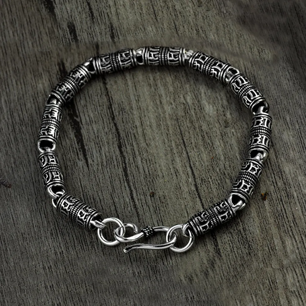 Real Solid 925 Sterling Silver Bracelets Link Chain Buddha Lection Jewelry 7.5" - 8.9"