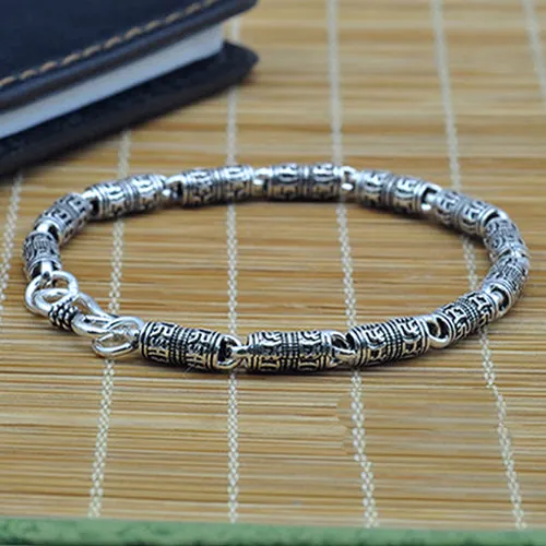 Real Solid 925 Sterling Silver Bracelets Link Chain Buddha Lection Jewelry 7.5" - 8.9"
