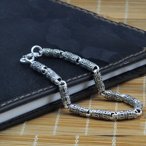 Real Solid 925 Sterling Silver Bracelets Link Chain Buddha Lection Jewelry 7.5" - 8.9"