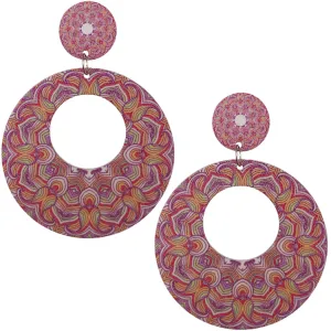 Red Multicolor Kaleidoscope Pattern Earrings
