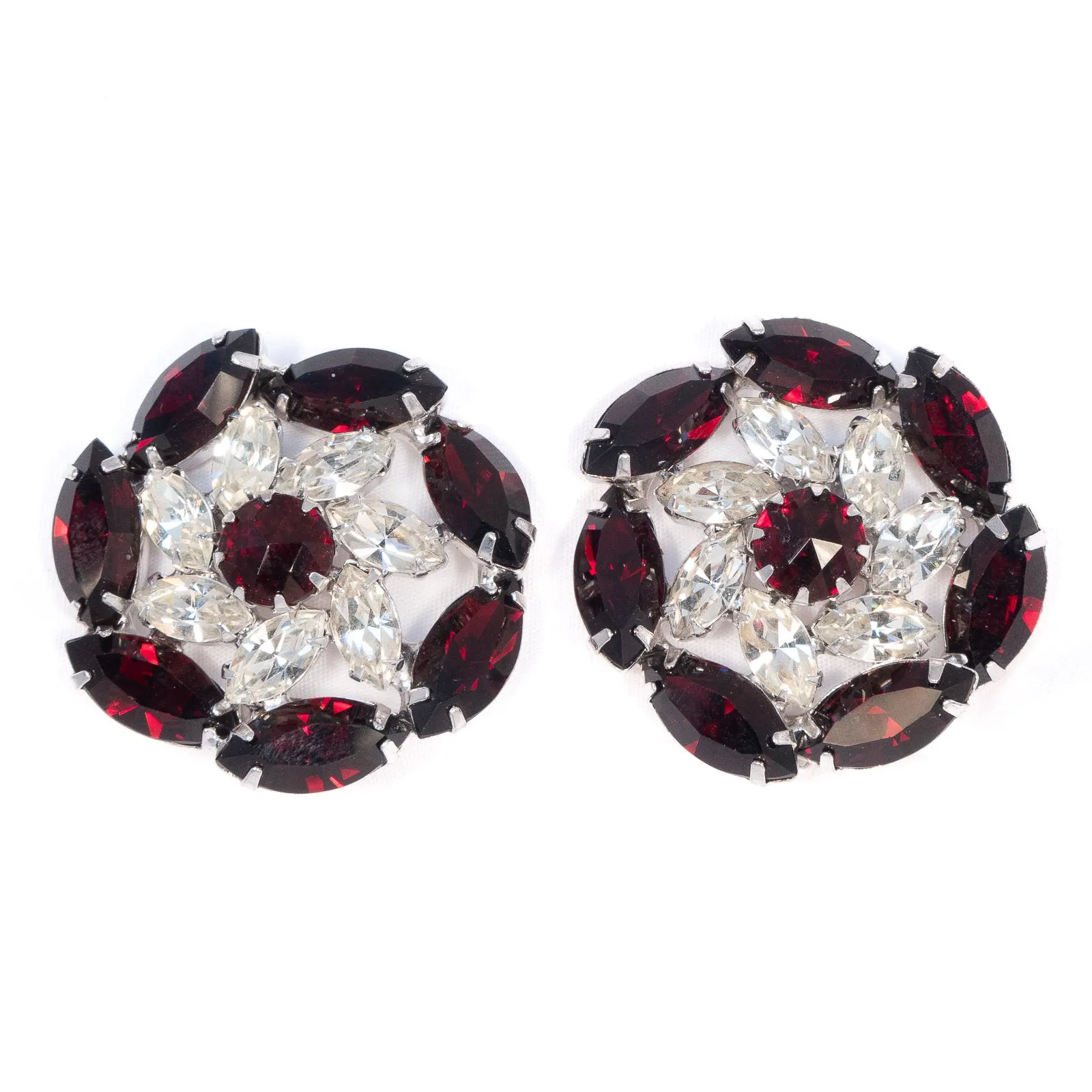 Red Rhinestone Earrings by Weiss