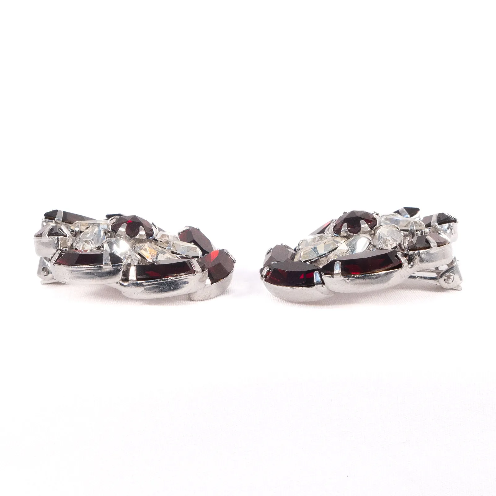 Red Rhinestone Earrings by Weiss