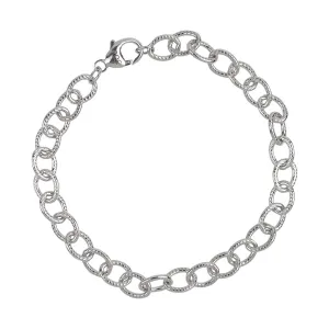Rembrandt Charms Sterling Silver Rhodium or Gold Plated Cable Link Charm Bracelet