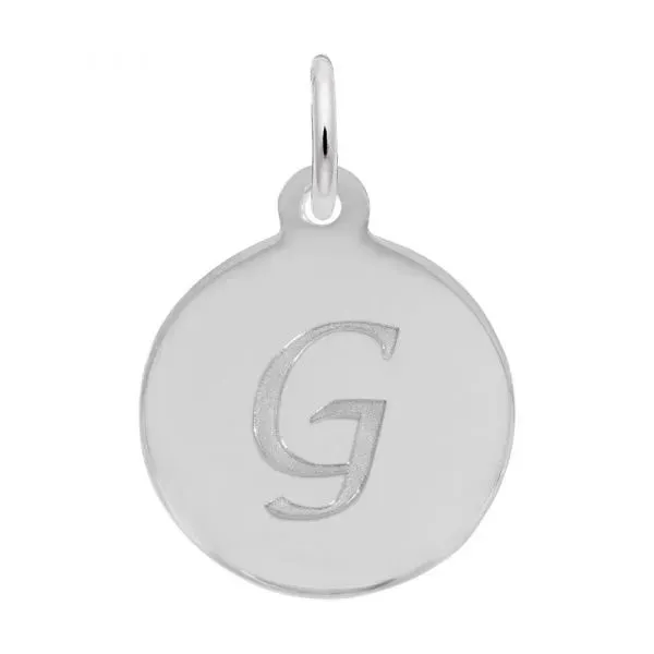Rembrandt Charms Sterling Silver Rhodium or Gold Plated Initial G Disc Charm Pendant